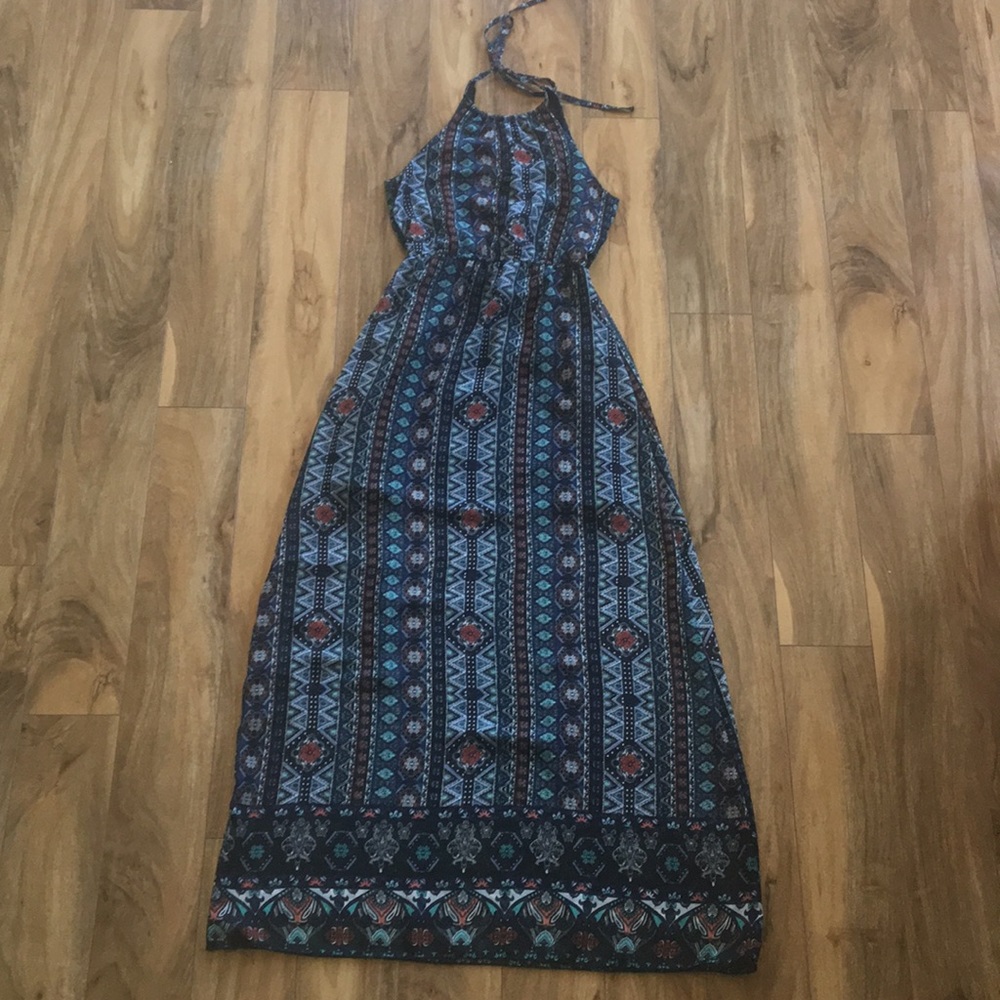 SOLD ON ANOTHER SITE!! Blue Maxi Halter Dress - Picture 1 of 4